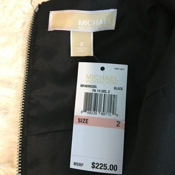 MICHAEL Michael Kors Black/Gray Belted Colorblock  Sheath Tweed Dress‎ - Picture 7 of 7